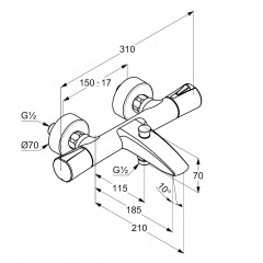 KLUDI ZENTA vanová a sprchová termostatická baterie, chrom (351010538) (2)