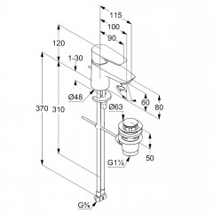 KLUDI PURE&SOLID jednopáková umyvadlová baterie 60 DN 15 s výpustí, chrom (343850575) (2)