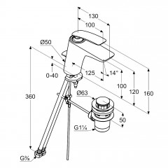 KLUDI BALANCE umyvadlová stojánková jednopáková baterie s výpustí, chrom (520230575) (7)