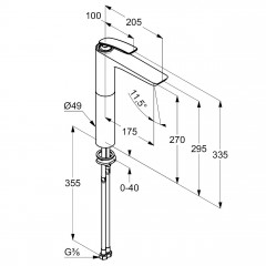 KLUDI BALANCE umyvadlová vysoká stojánková jednopáková baterie bez výpusti, bílá/chrom (522989175) (9)