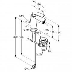 KLUDI BALANCE bidetová stojánková jednopáková baterie s výpustí, bílá/chrom (522169175) (10)