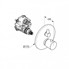 KLUDI BALANCE podomítková vanová a sprchová termostatická baterie, chrom (528300575) (2)