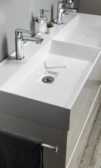 GODIVA dvojumyvadlo 119x44cm, litý mramor, bílá (GU119) (3)