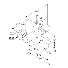 KLUDI BOZZ vanová a sprchová jednopáková, chrom (386910576) (2)