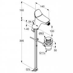 KLUDI AMBA bidetová stojánková jednopáková baterie s výpustí, chrom (532160575) (5)