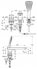 KLUDI AMBA vanová a sprchová tříotvorová jednopáková baterie stojánková, chrom (534470575) (5)