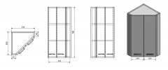 ZOJA/KERAMIA FRESH horní skříňka rohová 35x76x35cm,dub platin (50333)