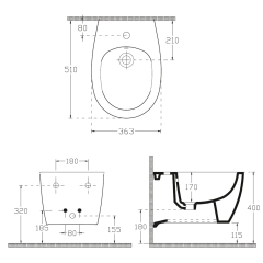 SENTIMENTI bidet závěsný, 36x51cm, bílá (SmartFixPlus) (10AR41010SV)