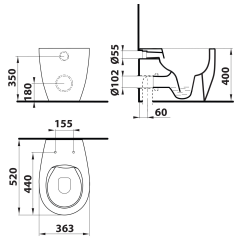 SENTIMENTI stojící WC Rimless, 36x52 cm, bílá (SmartFixPlus) (10SM10004SV)
