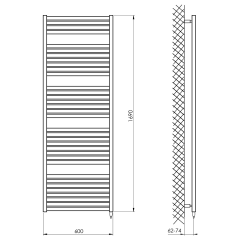 TONDI-E elektrické otopné těleso rovné 600x1690 mm, 800W, bílá (DE490T) (2)