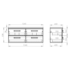 VEGA sestava koupelnového nábytku, š. 125 cm, bílá/dub platin (VG064-04) (2)