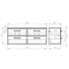 VEGA sestava koupelnového nábytku, š. 145 cm, bílá/dub platin (VG073-04) (2)