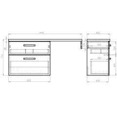 VEGA sestava koupelnového nábytku, š. 145 cm, bílá/dub platin (VG083-02) (3)