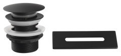 SET krytka přepadu, vanová výpust 1"1/2, Click Clack, černá mat (TF9005B)