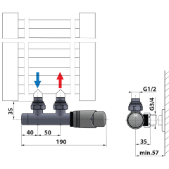 WICHER připojovací sada termostatická pro středové připojení 50mm, provedení chrom (600.311.1) (4)