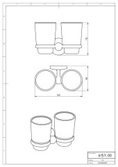 NOVATORRE 1 DVOJITÝ DRŽÁK KARTÁČKŮ SKLO CHROM  (6157,0) (2)