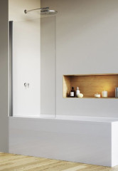 SOLINO vanová zástěna jednokřídlá 850mm, UPEVNĚNÍ VPRAVO/VLEVO, aluchrom/čiré sklo (SOEB108505007)