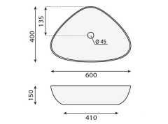 TERUEL keramické umyvadlo 58,5x14x39 cm, na desku ( BH7007 ) (6)