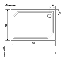SARA sprchová vanička z litého mramoru, obdélník 90x70x4cm, hladká ( HS9070 ) (13)