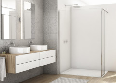 DIVERA WALK-IN pevná stěna samostatná s krátkou otočnou stěnou v 90°, s vodorovnou vzpěrou (D22WI2)