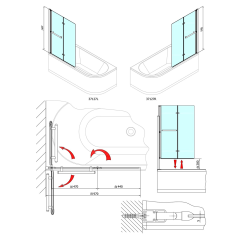ODESSA vanová zástěna s pneumatickým zdvihem, š. 970mm, stříbrná, čiré sklo ( 37127 ) (26)