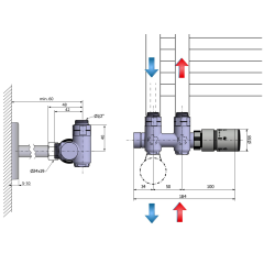 TWIN COMBI připojovací sada ventilů termostatická pro středové připojení, pravá, nerez mat (CP5510S) (2)