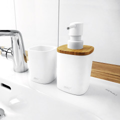 BADU Dávkovač na tekuté mýdlo, bílá / bambusové dřevo (BA 28031-05)