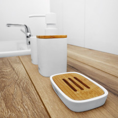 BADU Dávkovač na tekuté mýdlo, bílá / bambusové dřevo (BA 28031-05)