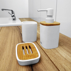 BADU Dávkovač na tekuté mýdlo, bílá / bambusové dřevo (BA 28031-05)