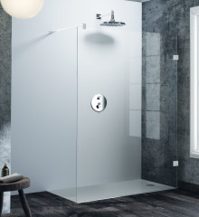 HÜPPE SOLVA bezrámová Walk-In boční stěna samostatně stojící, upevnění vpravo, příčná vzpěra, (S102), bílá matná 182