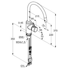 KLUDI BINGO STAR dřezová jednopáková stojánková baterie s výsuvným výtokem s perlátorem , chrom ( 428510578 ) (7)