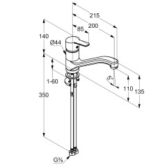 KLUDI LOGO NEO dřezová jednopáková stojánková baterie , chrom ( 379130575 ) (5)