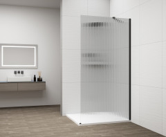 ESCA BLACK MATT jednodílná sprchová zástěna k instalaci ke stěně, sklo Flute, 800 mm (ES1380-02)