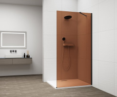 ESCA BLACK MATT jednodílná sprchová zástěna k instalaci ke stěně, sklo Marron, 1300 mm (ES1513-02)