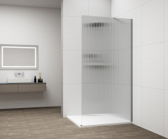 ESCA CHROME jednodílná sprchová zástěna k instalaci ke stěně, sklo Flute, 800 mm (ES1380-01)