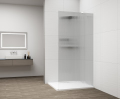 ESCA WHITE MATT jednodílná sprchová zástěna k instalaci ke stěně, sklo Flute, 1300 mm (ES1313-03)