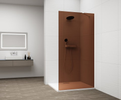 ESCA WHITE MATT jednodílná sprchová zástěna k instalaci ke stěně, sklo Marron, 1100 mm (ES1511-03)