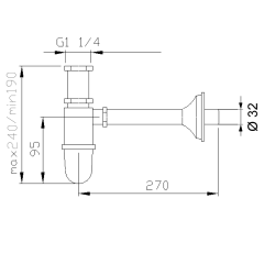 RETRO umyvadlový sifon 5/4", odpad 32 mm, chrom ( 9591 ) (2)