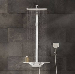 KLUDI COCKPIT DISCOVERY - TERMOSTAT + SPRCHOVÝ SYSTÉM DUAL SHOWER, bílá/chrom (8020091-00) (16)