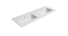 PURA keramické dvojumyvadlo Slim 122x46cm, bez otvoru, bílá mat (8888009)
