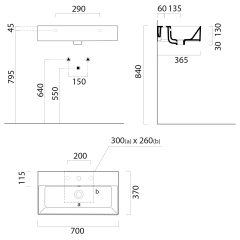 KUBE X keramické umyvadlo 70x37cm, bez otvoru, bílá ExtraGlaze (9455011)