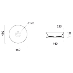 KUBE X keramické umyvadlo na desku, průměr 45cm, ghiaccio mat (942715)