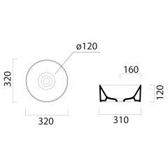 KUBE X keramické umyvadlo na desku, průměr 32cm, creta mat (943508)