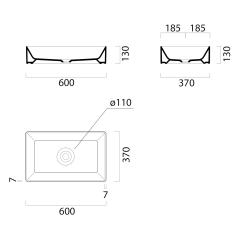 KUBE X keramické umyvadlo na desku, 60x37cm, cenere mat (945317)
