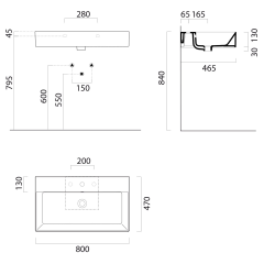 KUBE X keramické umyvadlo 80x47cm, černá mat (9422126)
