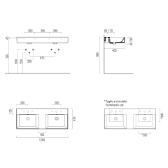 KUBE X keramické dvojumyvadlo 120x47cm, bílá mat (9425109)