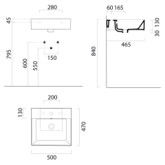 KUBE X keramické umyvadlo 50x47cm, bez otvoru, bílá ExtraGlaze¨(9430011)