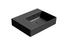 KUBE X keramické umyvadlo 60x47cm, s odkládací plochou vlevo, bez otvoru, černá mat (9439026)