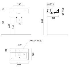 KUBE X keramické umyvadlo 60x37cm, bez otvoru, bílá mat (9454009)