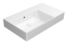 KUBE X keramické umyvadlo 80x47cm, s odkládací plochou vpravo, bez otvoru, bílá ExtraGlaze (9456011)